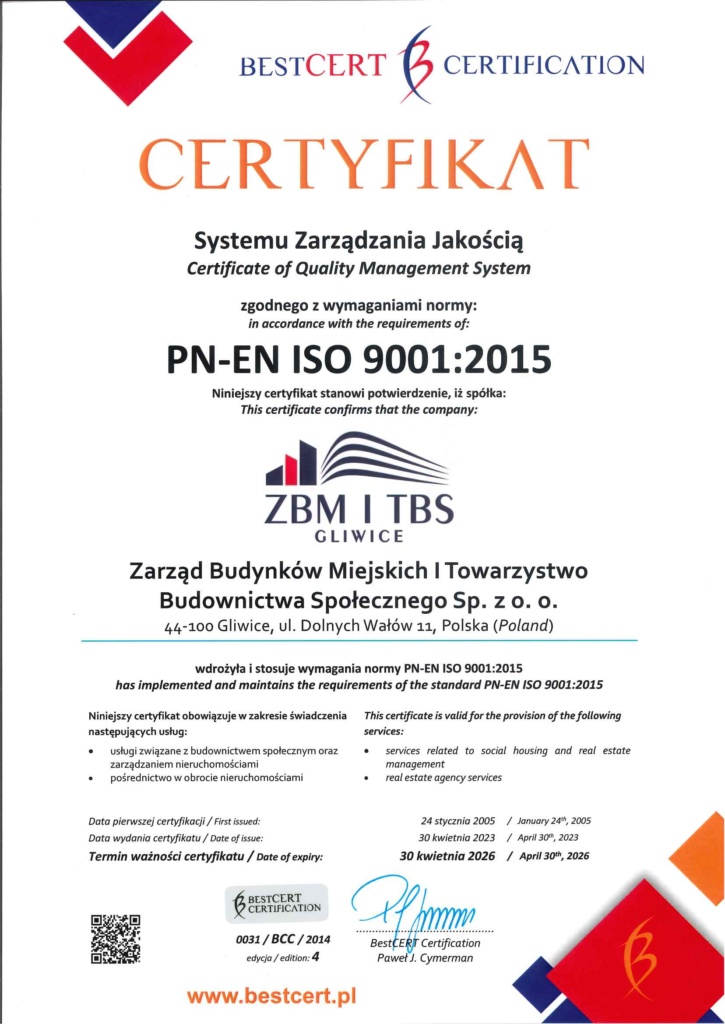 PN-EN ISO 9001 2015 - 2023.04.30